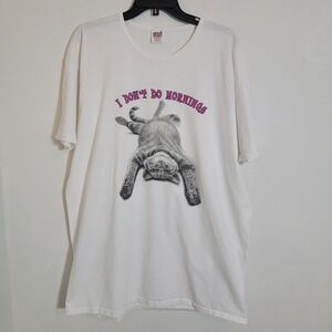 Vintage 90 Single Stitch Cat Shirt USA White Short Sleeve Novelty 100% Cotton OS